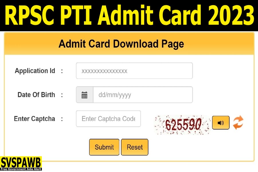 RPSC PTI Admit Card 2023